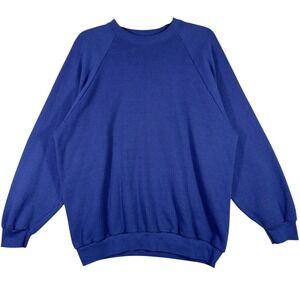 Vintage 90s Fruit of the Loom Sweatshirt Mens XL Blank Blue Made in USA Crewneck
